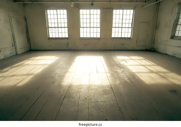 Sunlight Streaming Through Windows In Abandoned Room