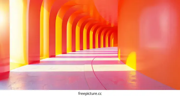 Vibrant Archway Corridor in Vivid Hues