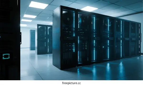 Server room with modern technology and equipment
