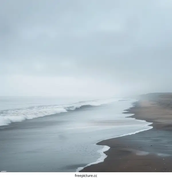 Black and white photo of beach with large wave