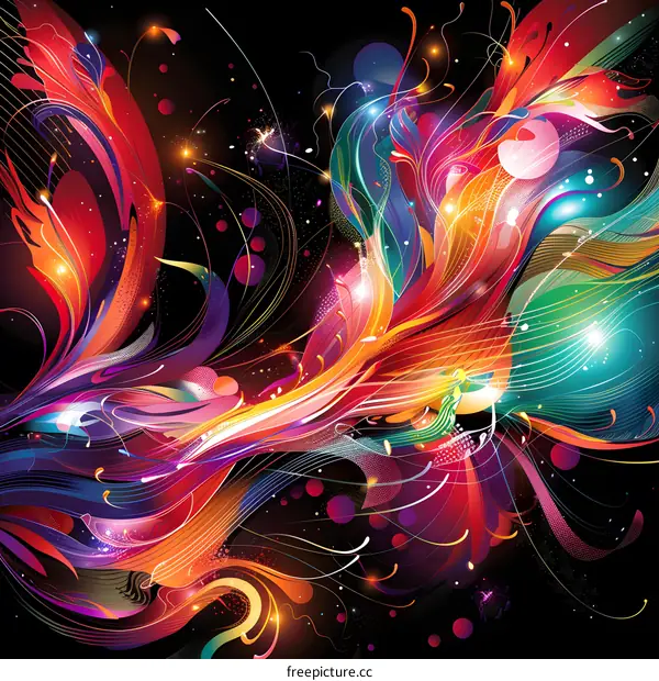 Abstract Colorful Swirling Lines And Shapes Design
