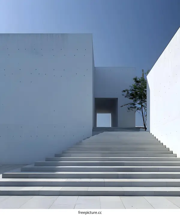 Modern Minimalist Concrete Stairs and Building Exterior