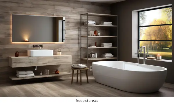 Bathroom interior with natural elements