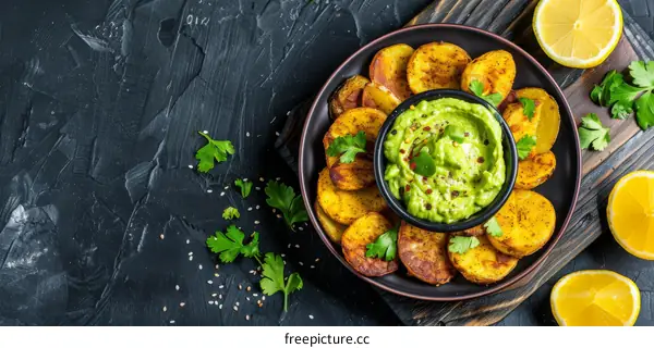 Air Fryer Hasselback Potatoes with Guacamole