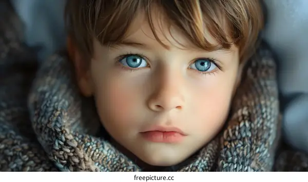 Portrait of a beautiful child with blue eyes