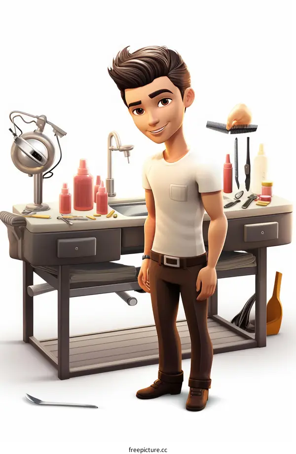 A male hairstylist standing in a salon