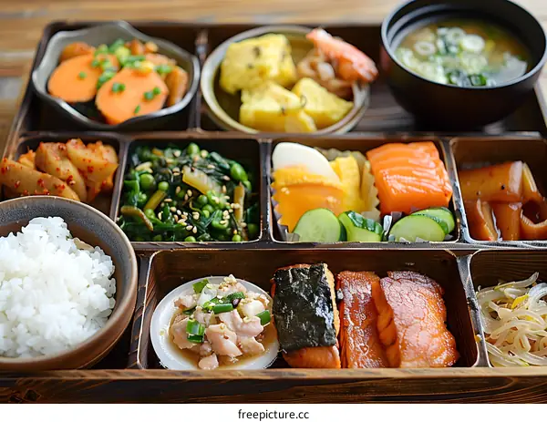 Japanese Style Lunch Box With Various Dishes