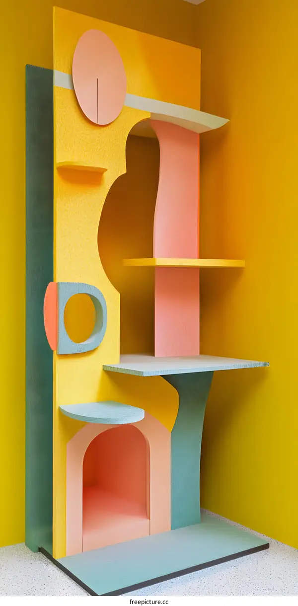 Abstract Colorful  3D Geometric Shapes Shelving Unit