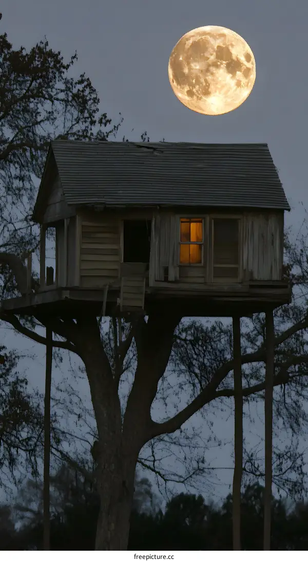 Full Moon Night Treehouse
