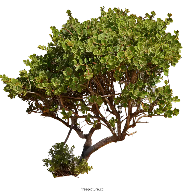 [Transparent Background PNG]Green Bush With Twisted Branches Isolated On White Background