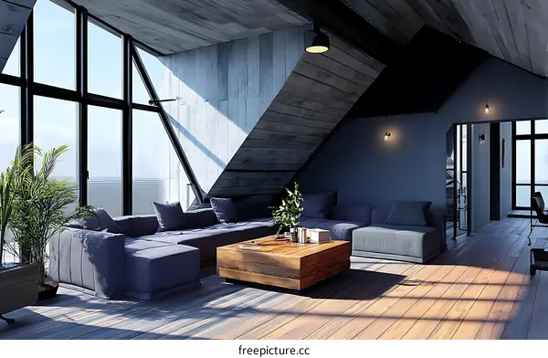 Modern Loft Living Room with Ocean View