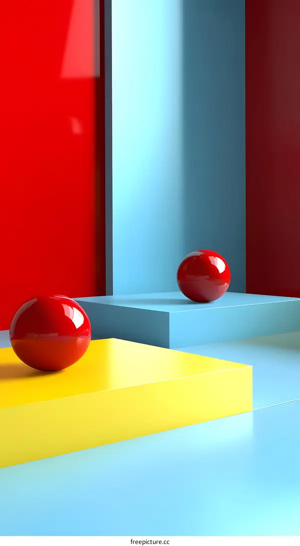 Abstract Geometric Shapes Background with Red Spheres