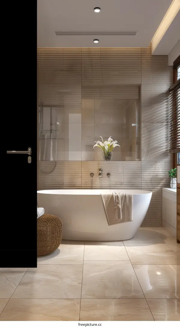 Modern Bathroom Interior Design with Elegant Tub