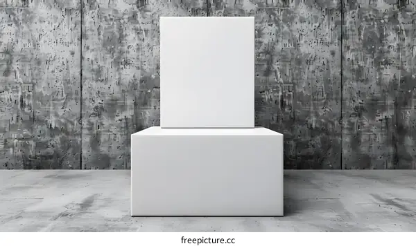White Cube on Concrete Background Mockup