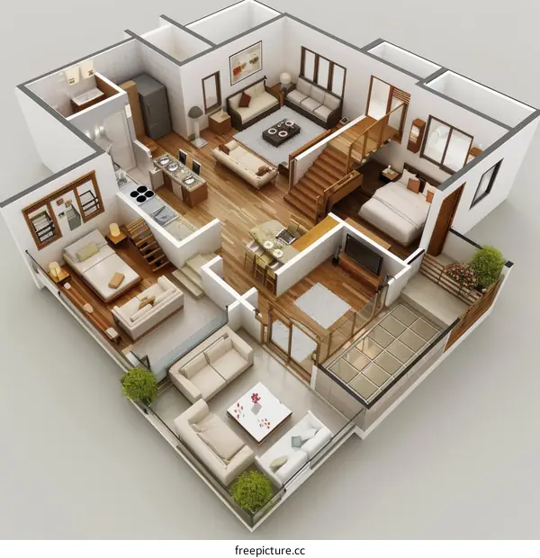 Modern House Floor Plan Design Illustration