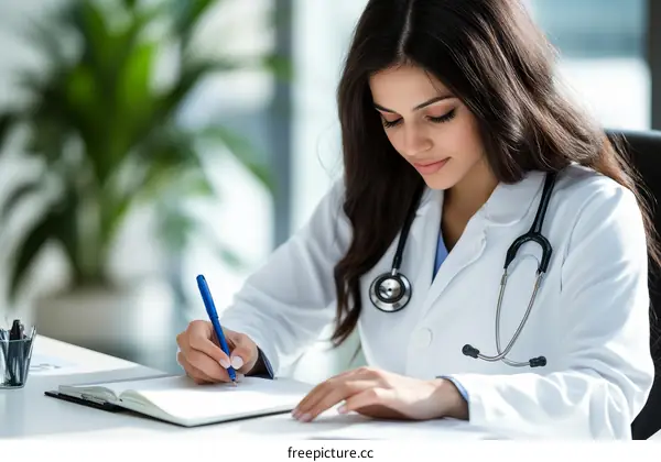 Female Doctor Writing Medical Notes