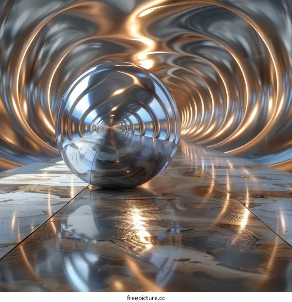 Abstract Metallic Tunnel with Sphere