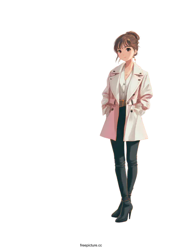 [Transparent Background PNG]Fashionable Asian Girl in Stylish Outfit