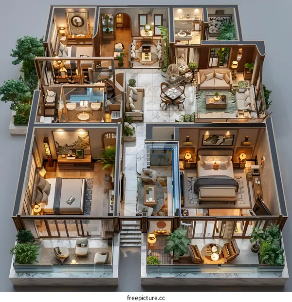 The interior design of a duplex apartment