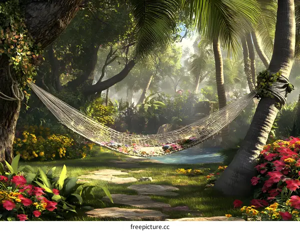 Relaxing Hammock in a Tropical Paradise