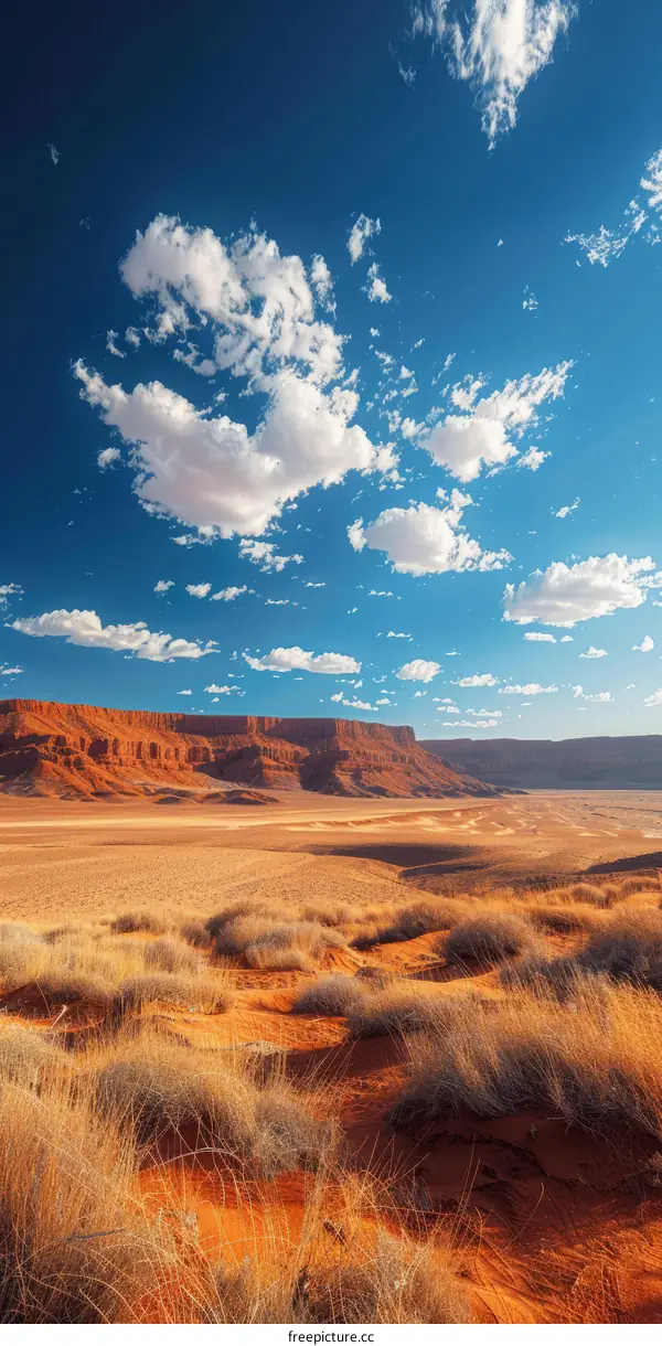 Red Rock Desert Landscape Under Blue Sky