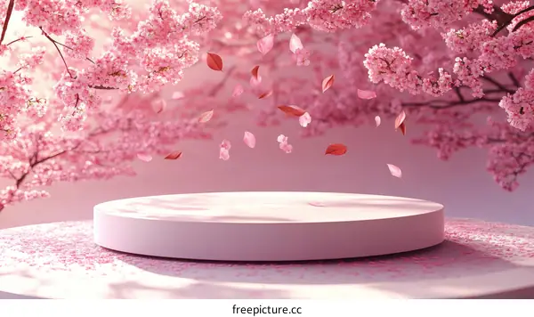 Pink Cherry Blossom Display Podium