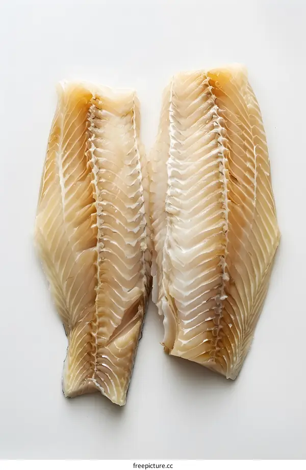 Two pieces of raw cod loin