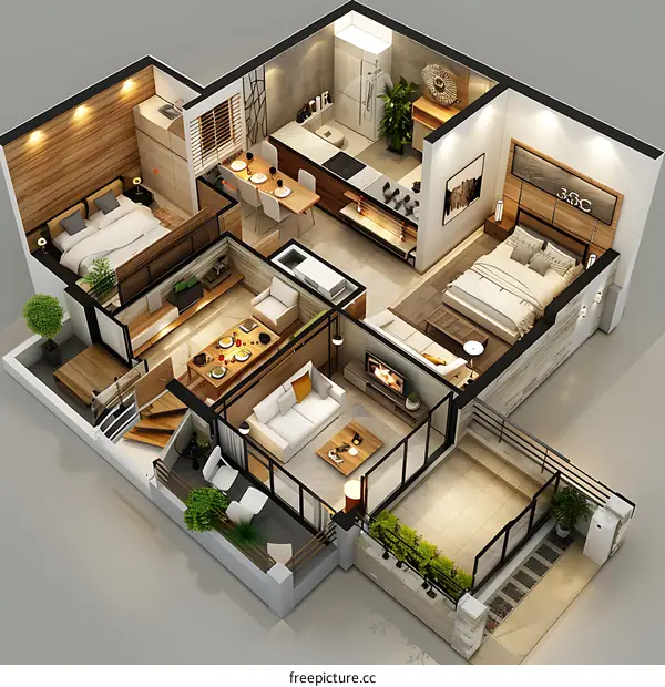 A 3-bedroom, 2-bathroom apartment