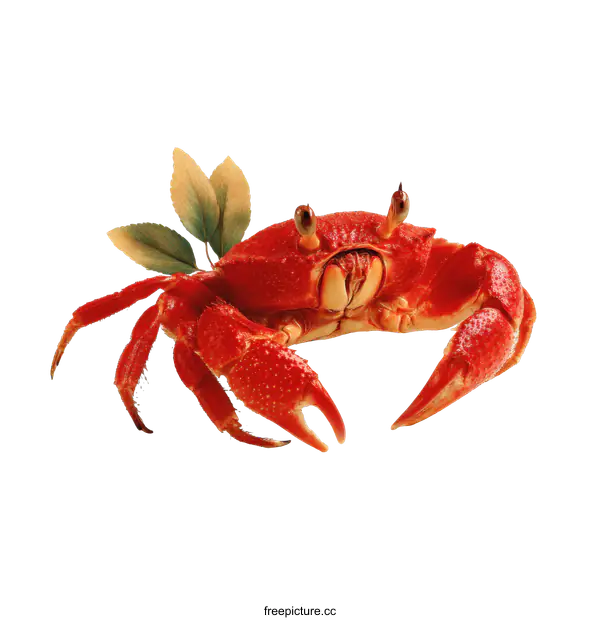[Transparent Background PNG]Close-up View of a Vibrant Red Crab