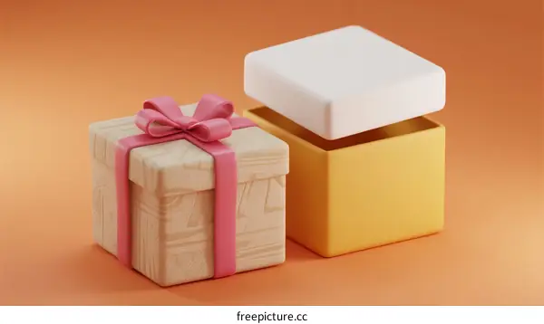 Two Colorful Gift Boxes with Ribbon and Lid