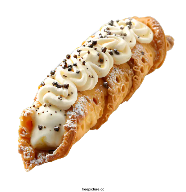 [Transparent Background PNG]Delicious Cannoli Pastry with Cream Filling