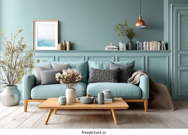 Modern Coastal Living Room Illustration