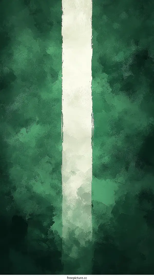 Abstract Green and White Color Painting