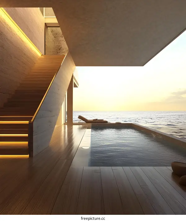 Modern Minimalist Home Design With Swimming Pool And Ocean View