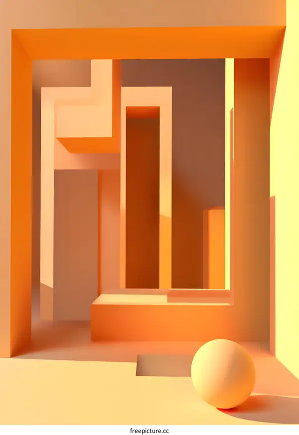 Abstract Geometric Shapes in Orange Tones