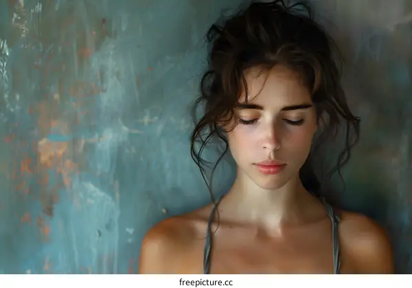 portrait of a young woman with freckles and dark hair