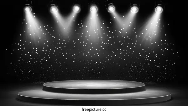 Empty Stage with Spotlight and Glitter