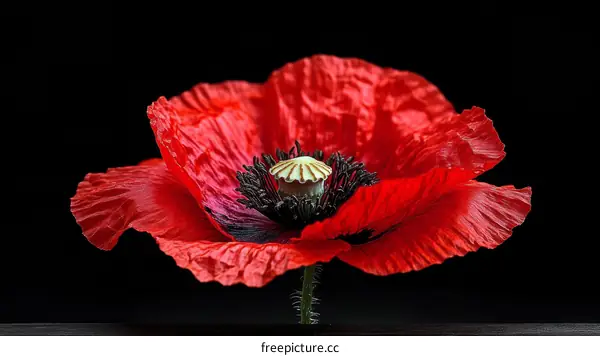 Close-up of a Vibrant Red Poppy Flower