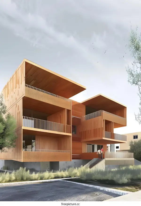Modern Wooden Apartment Building Design