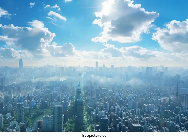 Panoramic View of a Modern Cityscape Under a Clear Sky