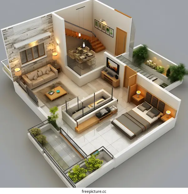 3D visualization of a modern house interior