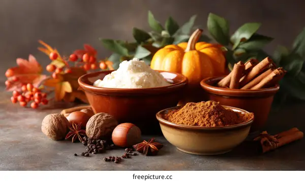 Autumnal Harvest Food Ingredients Display