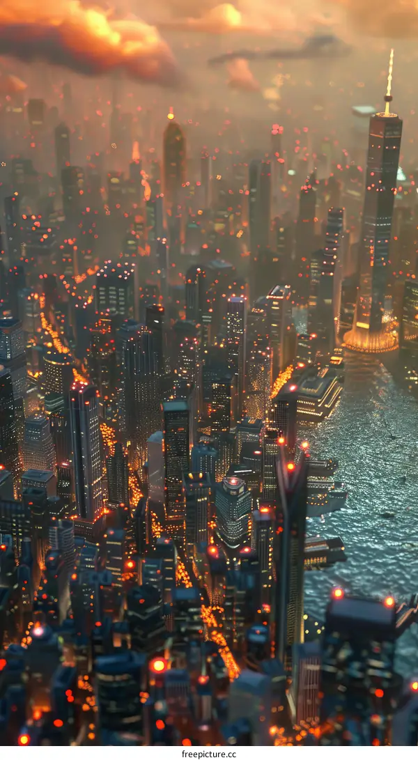 Futuristic Cityscape Aerial View