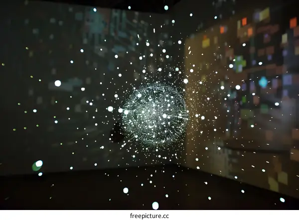 Abstract Art Installation with White Lights