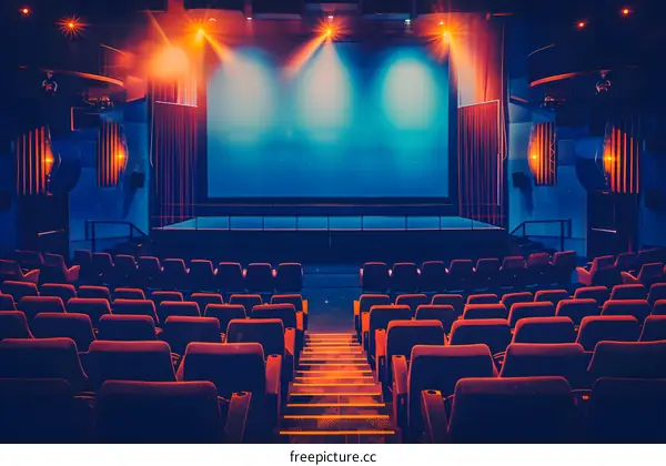 Empty Movie Theater Seats Facing the Screen