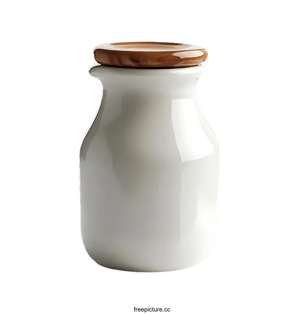 [Transparent Background PNG]Elegant White Ceramic Jar with Wooden Lid
