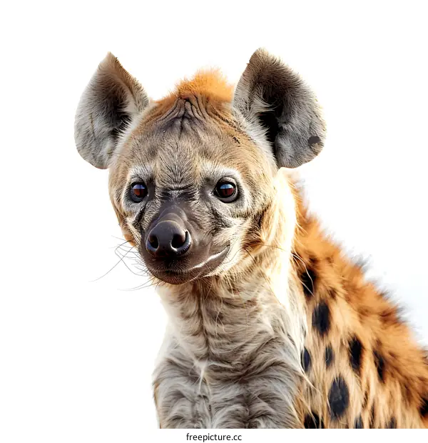 Hyena Portrait on White Background