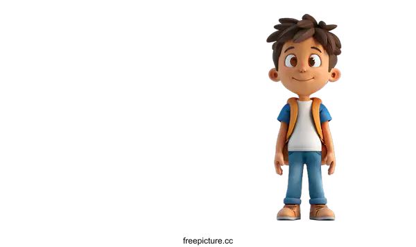 [Transparent Background PNG]3D illustration of a smiling school boy with a backpack