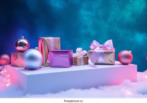 Christmas Gift Boxes and Ornaments Display