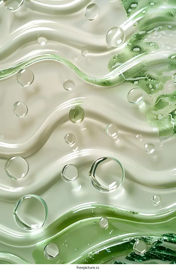 Abstract Green Liquid With Bubbles Texture